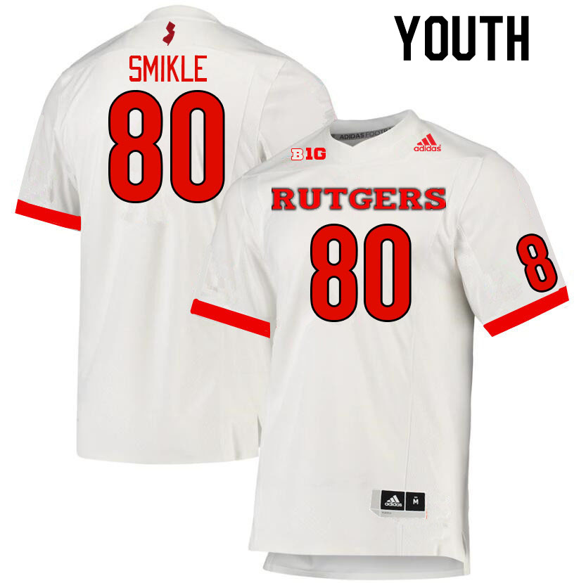 Youth #80 Jordan Smikle Rutgers Scarlet Knights College Football Jerseys Stitched Sale-White